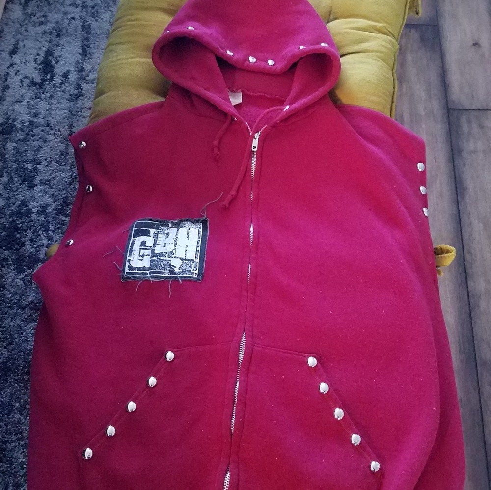 Sweatshirt zip up vest punk rock hoodie